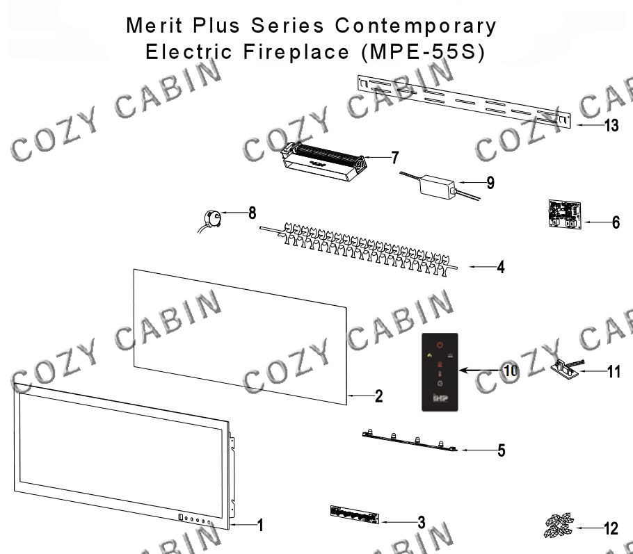 Merit Plus Series Contemporary Electric Fireplace (MPE-55S) #MPE-55S
